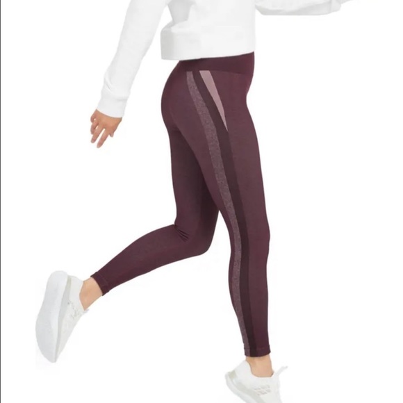 SPANX NWT SEAMLESS TRACK STRIPE LEGGINGS JAMMY PLUM MEDIUM - Picture 2 of 11